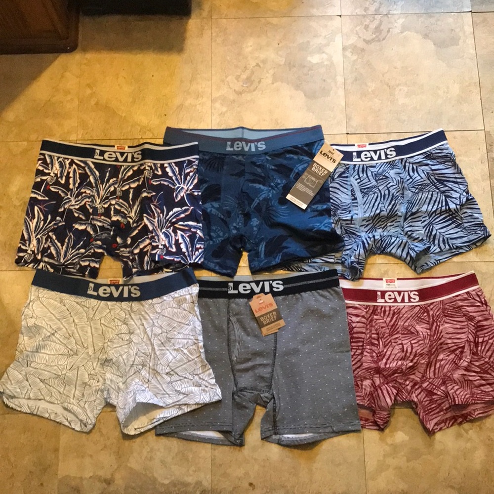 NWT Lot of 6 (six) Levi's boxer briefs - ferns/patterns
